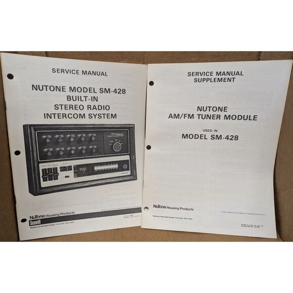 NUTONE SERVICE MANUAL FOR BUILT-IN STEREO RADIO INTERCOM SYSTEM MODEL SM-428 - Picture 1 of 8